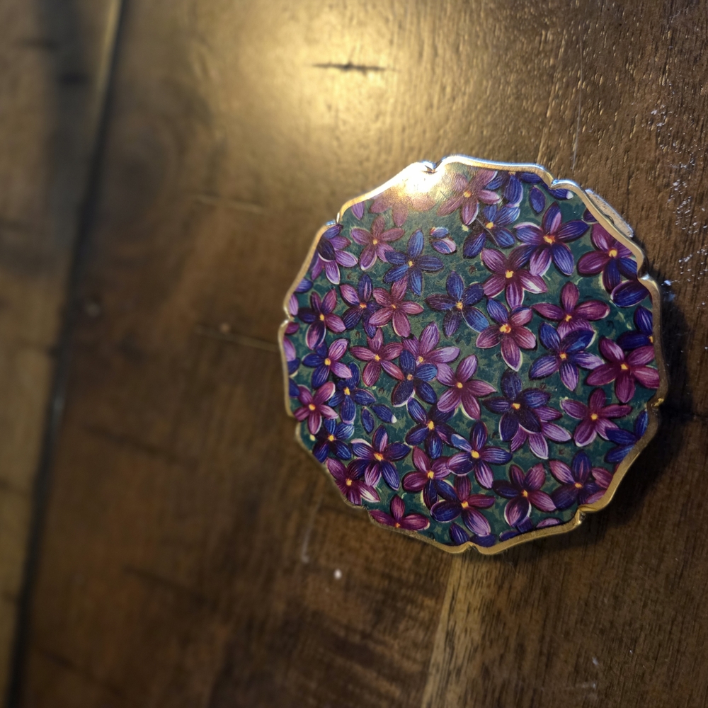 Floral Decorative Plate with Purple and Blue Flowers